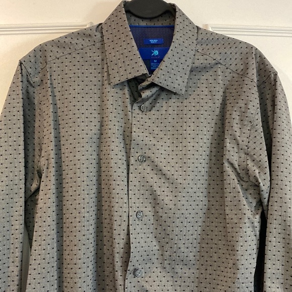 Egara navy dotted Long Sleeve Non Iron Slim Fit Shirt Size Medium EUC - Picture 3 of 14